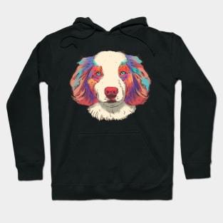 Australian Shepherd Dog Art Colorful Retro Hoodie